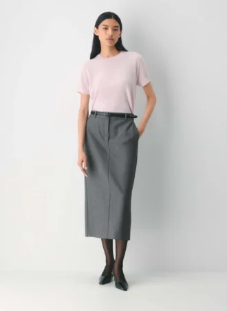 Bare Cashmere Kurzarm-Pullover mit Rundhalsausschnitt