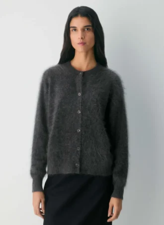 Brushed Cashmere Relaxed Crew Cardigan