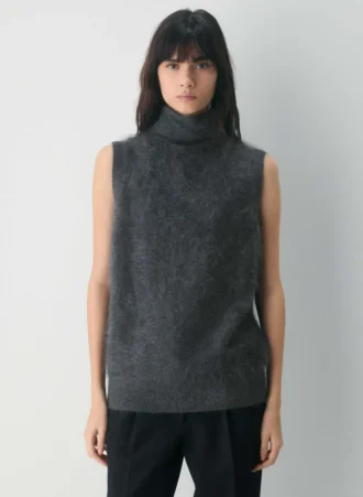 Brushed Cashmere Relaxed Turtleneck Tank