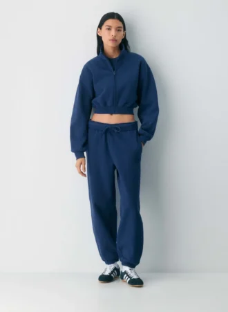 Cozy Sweatfleece Boyfriend Mock Crop Zip-up