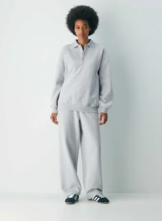 Cozy Sweatfleece Boyfriend-Polo-Sweatshirt