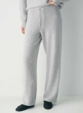 Essential Cashmere Hose mit hoher Taille und weitem Bein
