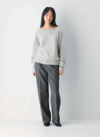 Essential Cashmere Pullover mit lockerem U-Boot-Ausschnitt