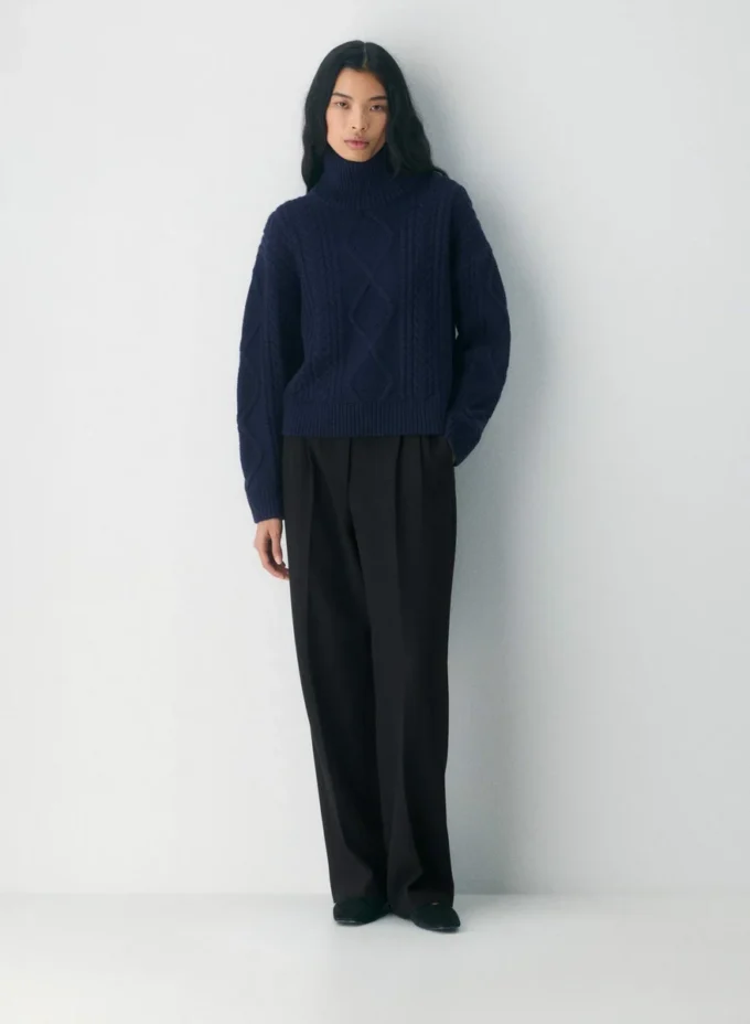 Heritage Knit Merinowolle Hi-Hip Rollkragenpullover