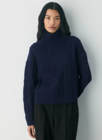 Heritage Knit Merinowolle Hi-Hip Rollkragenpullover