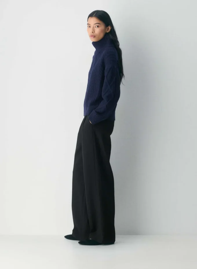 Heritage Knit Merinowolle Hi-Hip Rollkragenpullover