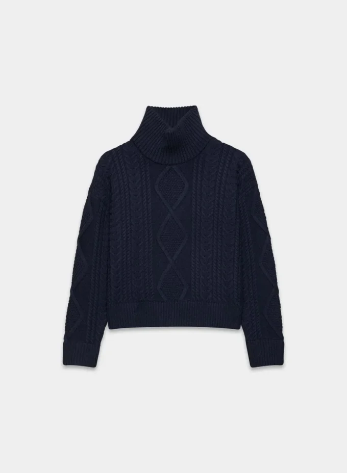 Heritage Knit Merinowolle Hi-Hip Rollkragenpullover