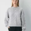 Heritage Knit Merinowolle-Pullover mit Rundhalsausschnitt und hoher Hüftlänge