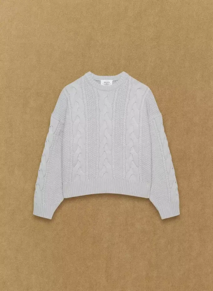 Heritage Knit Merinowolle-Pullover mit Rundhalsausschnitt und hoher Hüftlänge