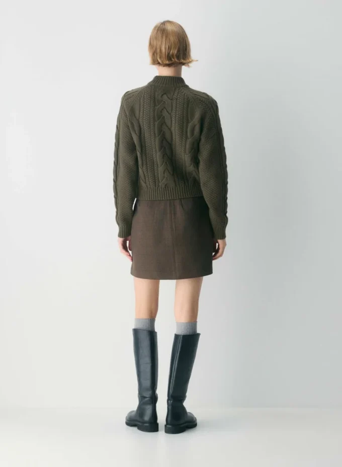 Heritage Knit Merinowolle Rollkragenpullover mit langen Ärmeln