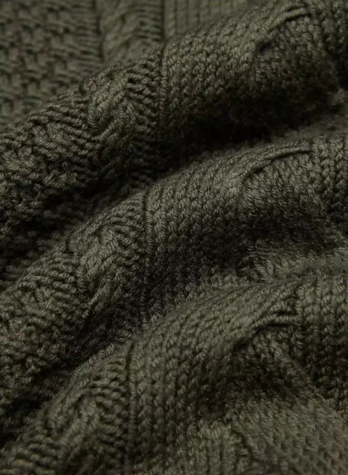 Heritage Knit Merinowolle Rollkragenpullover mit langen Ärmeln