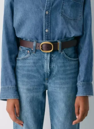 Lifetime Solid Brass Leather Wide Belt