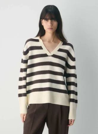 Plüschkaschmir-Polo-Pullover in Oversize-Passform